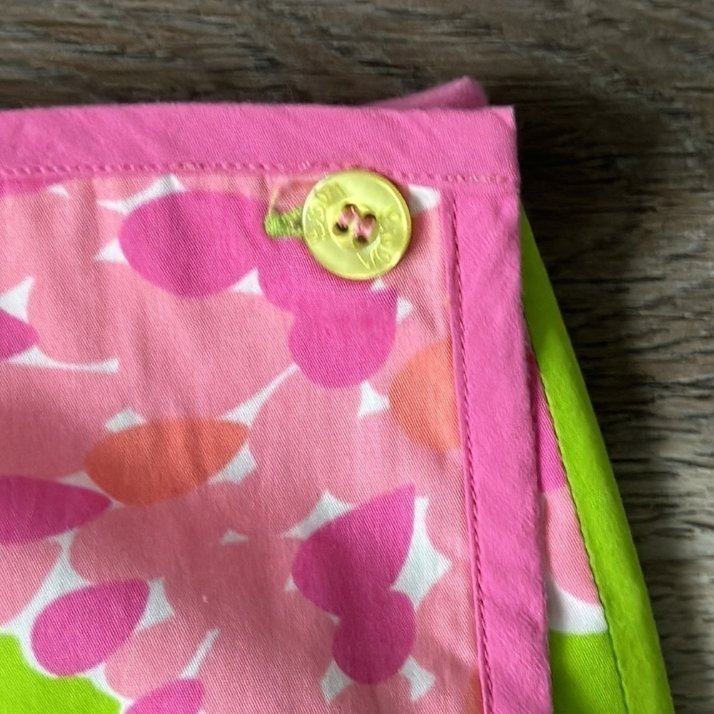 Lilly Pulitzer skirt wrap around A line green pink size 10 floral pronted spring - Picture 2 of 9